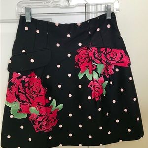 NWT Nanette Lepore black floral mid-high skirt